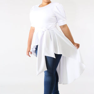 plus size white blouse with ruffles
